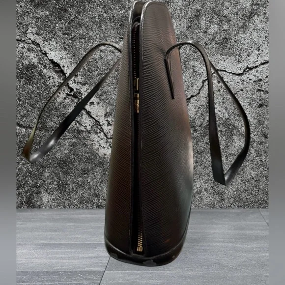 Vintage Louis Vuitton Black Epi Leather Lussac Tote Bag Large 17” x 12” Good - Picture 4 of 16